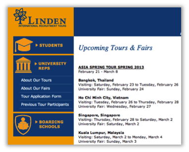international student recruitment - using Linden tours 