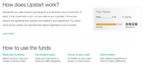 Upstart to fund student's futures