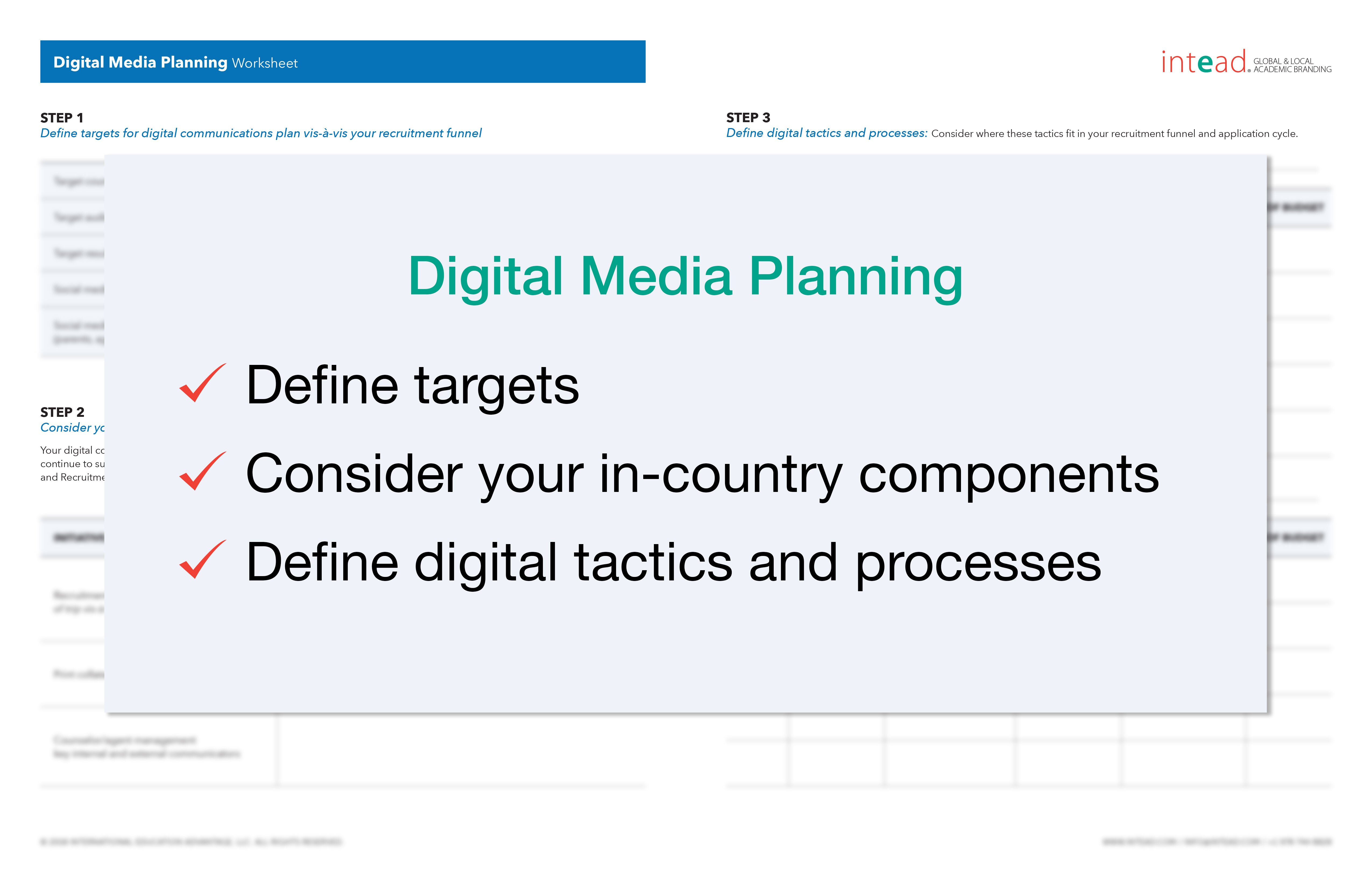 Digital Media Planning Worksheets